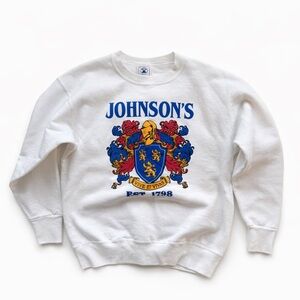 Vintage Johnson’s Crest Sweatshirt USA Made Delta 90/10 Cotton White Large
